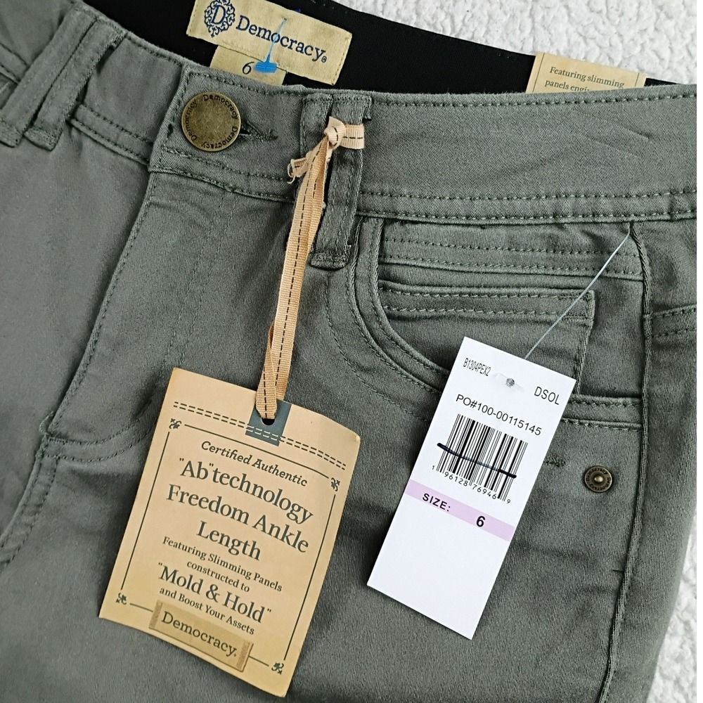 Democracy Ab Technology Ankle Pants Womens 6 Olive Green Slimming Stretch Skinny - Picture 5 of 13